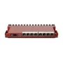 Vadu maršrutētājs MikroTik L009UiGS-RM — 8x RJ-45, 2.5 Gigabit Ethernet, 1x SFP, 1x USB, 800 MHz CPU, 512 MB RAM, sarkans