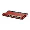 Vadu maršrutētājs MikroTik L009UiGS-RM — 8x RJ-45, 2.5 Gigabit Ethernet, 1x SFP, 1x USB, 800 MHz CPU, 512 MB RAM, sarkans