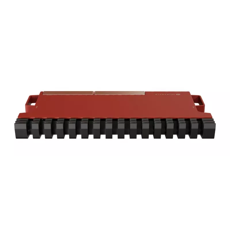 Vadu maršrutētājs MikroTik L009UiGS-RM — 8x RJ-45, 2.5 Gigabit Ethernet, 1x SFP, 1x USB, 800 MHz CPU, 512 MB RAM, sarkans