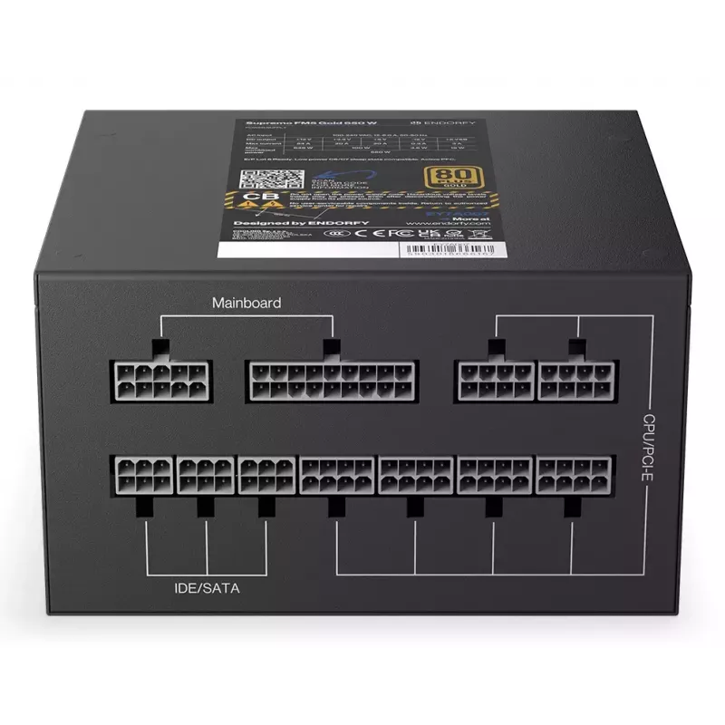 Barošanas bloks ENDORFY Supremo FM5 650 W ATX 80 PLUS Gold, 650 W, 120 mm ventilators, modulāri kabeļi