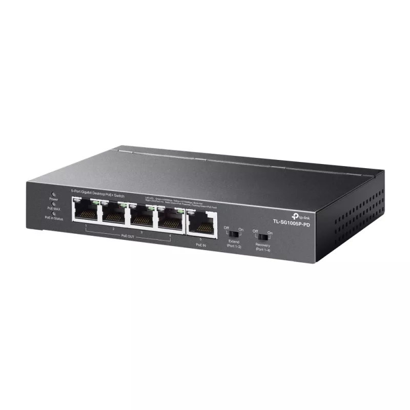 TP-Link TL-SG1005P-PD tīkla slēdzis Gigabit Ethernet (10/100/1000) Power over Ethernet (PoE) Melns