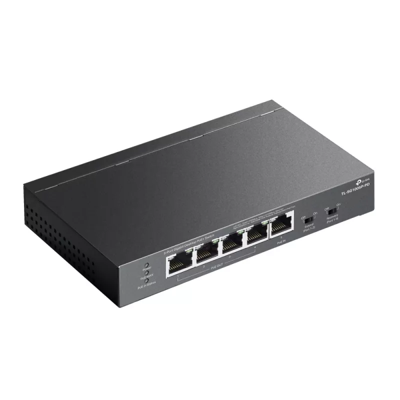 TP-Link TL-SG1005P-PD tīkla slēdzis Gigabit Ethernet (10/100/1000) Power over Ethernet (PoE) Melns