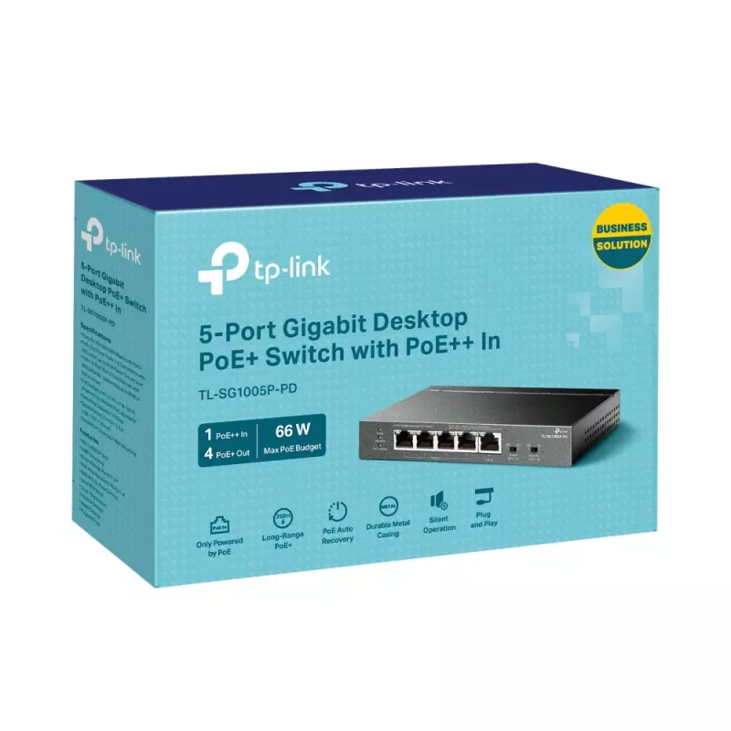 TP-Link TL-SG1005P-PD tīkla slēdzis Gigabit Ethernet (10/100/1000) Power over Ethernet (PoE) Melns