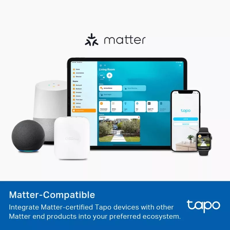 TP-Link Tapo viedā spuldze, daudzkrāsu, Matter, viedā spuldze, Wi-Fi/Bluetooth, balta, 802.11b, 802.11g, Wi-Fi 4 (802.11n), WPA-PSK, WPA2-PSK, WPA3-SAE, LED