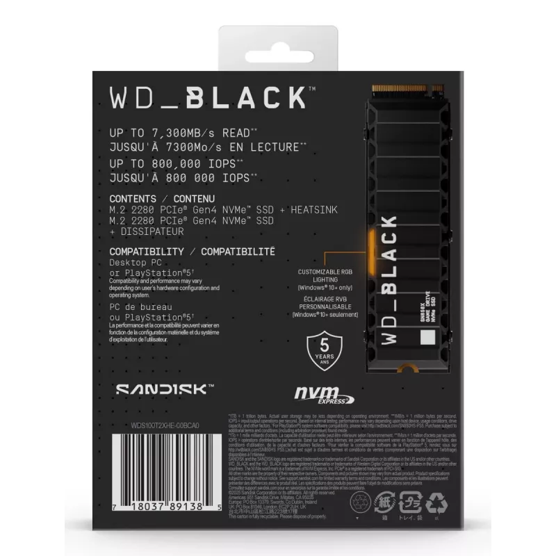 WESTERN DIGITAL SSD - WD_Melns SN850X - 1TB - Pci-e Gen4 x4 - M.2 2280 - Ar radiatoru