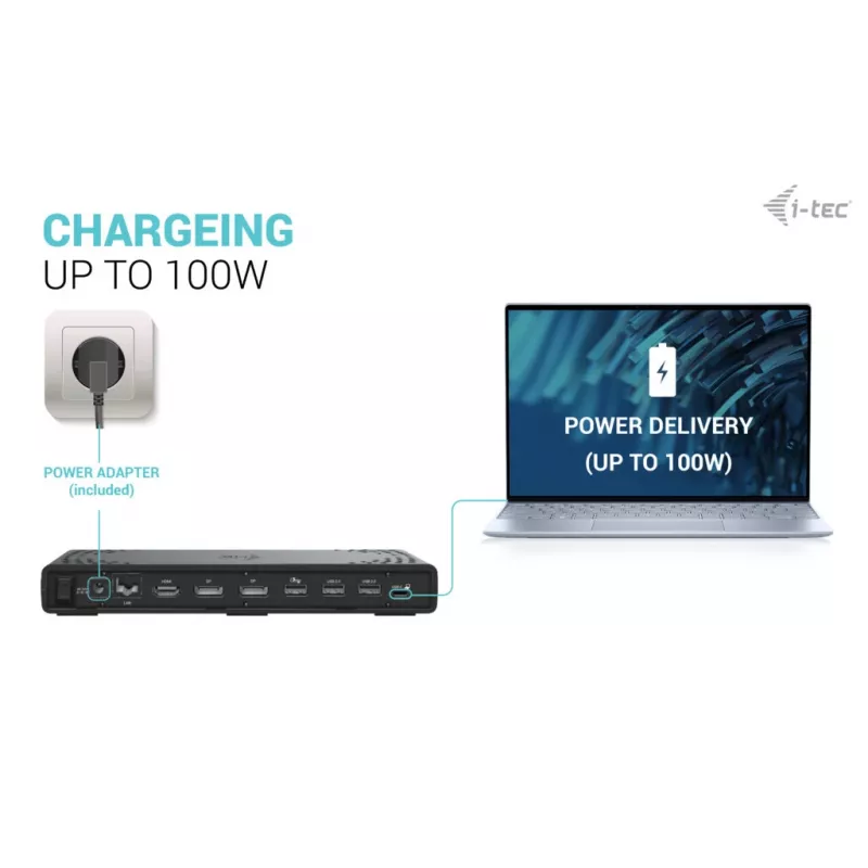 i-tec USB-C Triple Display dokstacija Gen 2 Power Delivery 100 W vadu 3.2