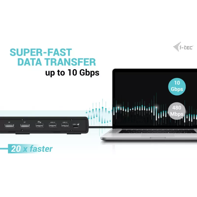 i-tec USB-C Triple Display dokstacija Gen 2 Power Delivery 100 W vadu 3.2