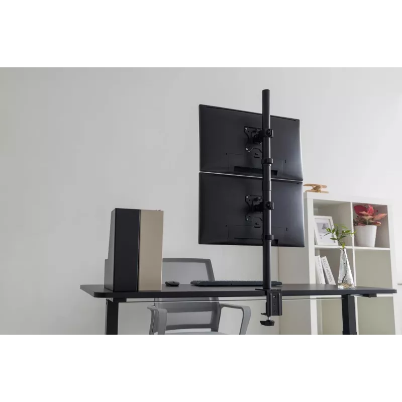 DIGITUS Monitora vertikālais stiprinājums 17-32 collas, maks. 8 kg katram, skava vai caurlaides stiprinājums