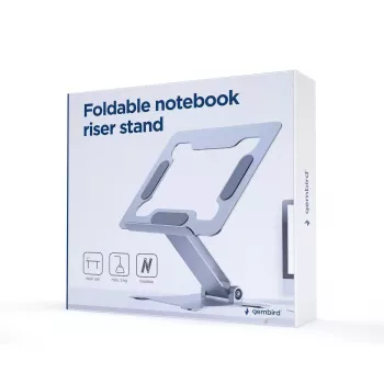 Portatīvā datora statīvs Gembird NBS-D1-03 Sudraba Alumīnija līdz 39,6 cm (15,6 collas), salokāms, augstums 60 mm, maks. slodze 5 kg