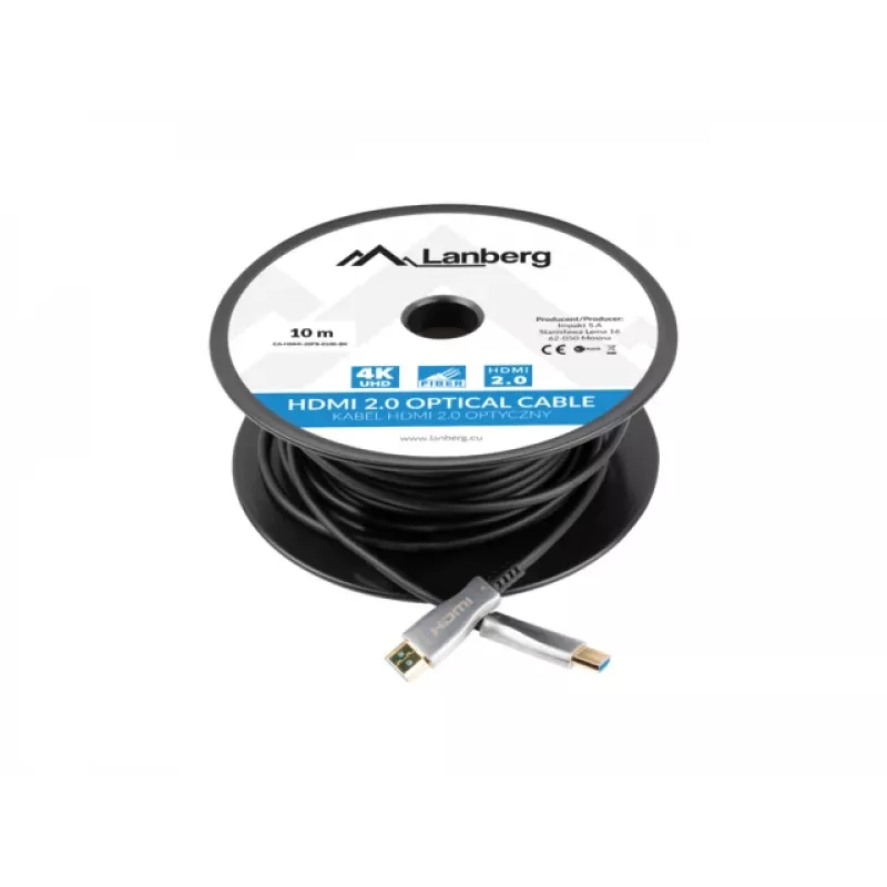 LANBERG HDMI kabelis M/m V2.0 Optical Aoc - 10m Melns