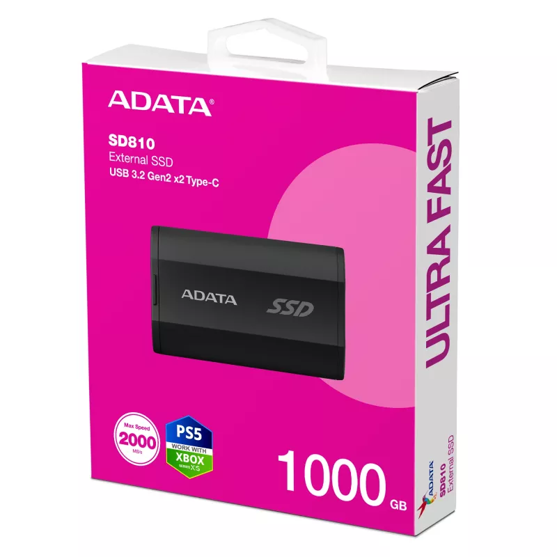 Ārējais SSD ADATA SD810 1 TB (1000 GB) USB 3.2 Gen 2x2, 2000 MB/s, IP68, alumīnija korpuss