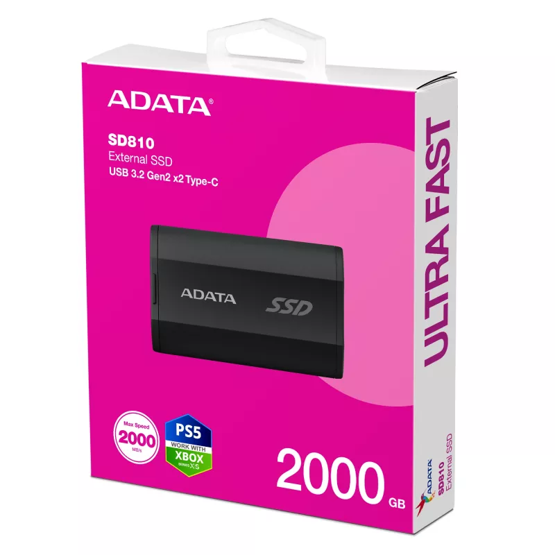 ADATA SD810 2 TB USB Type-C USB 3.2 Gen 2x2 Melns