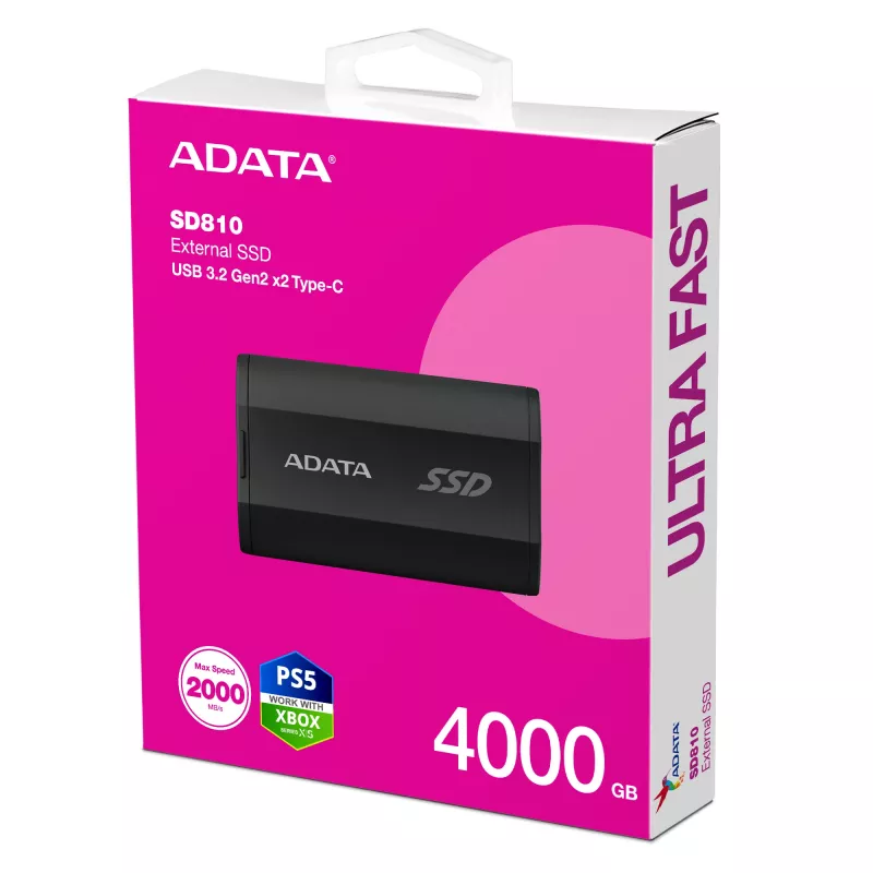 ADATA SD810 4 TB USB Type-C USB 3.2 Gen 2x2 Melns