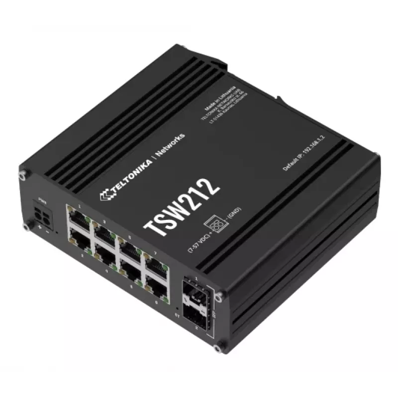 TELTONIKA TSW212 Pārvaldāms PoE+ Gigabitu Ethernet slēdzis (8 porti + 2 SFP)
