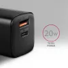 Sienas lādētājs Axagon ACU-PQ20 QC3.0 PD Type-C 20W Melns