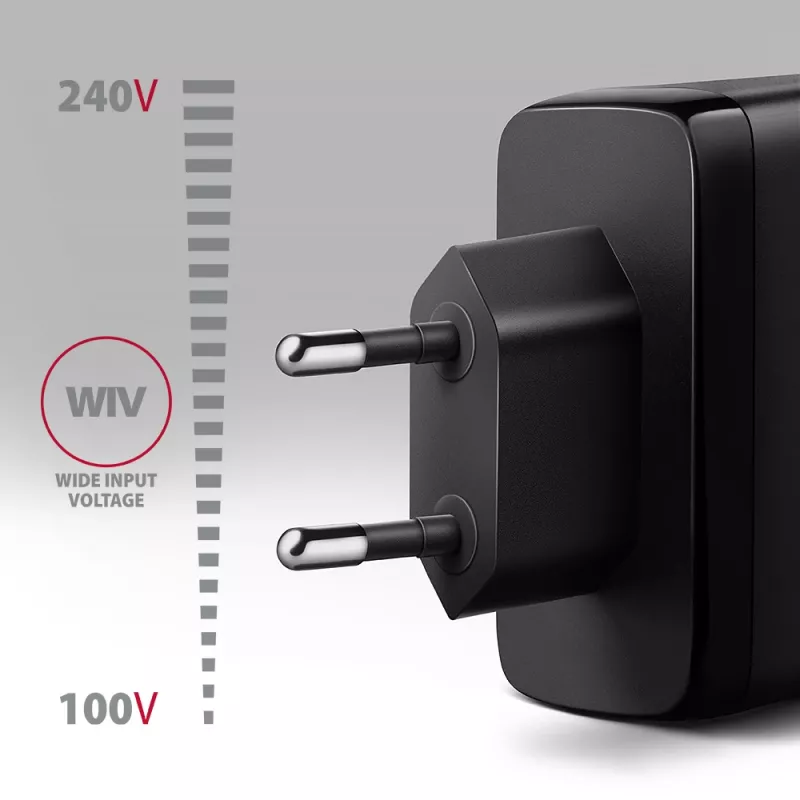 Axagon ACU-DPQ100 PD3.0 un QC 4+ TRĪS IZEJAS sienas lādētājs 100W