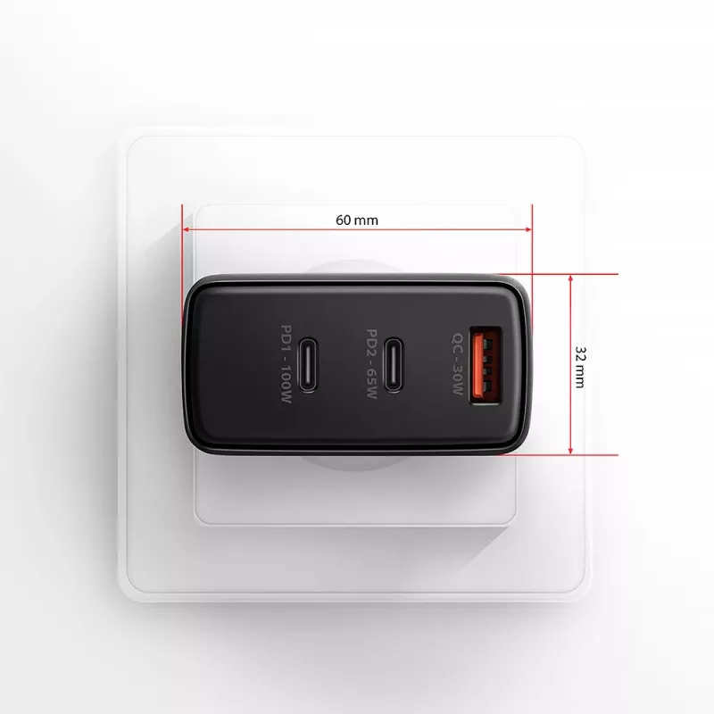 Axagon ACU-DPQ100 PD3.0 un QC 4+ TRĪS IZEJAS sienas lādētājs 100W