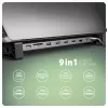 Axagon HMC-10HLS, USB 5Gbps centrālmezgls, 4x USB-A, HDMI 4k/60Hz, RJ-45, SD/microSD, PD 100W