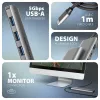 Axagon HMC-5H USB 5 Gbps centrmezgls, 3x USB-A, HDMI 4k/30Hz, PD 100W, 100cm USB-C kabelis