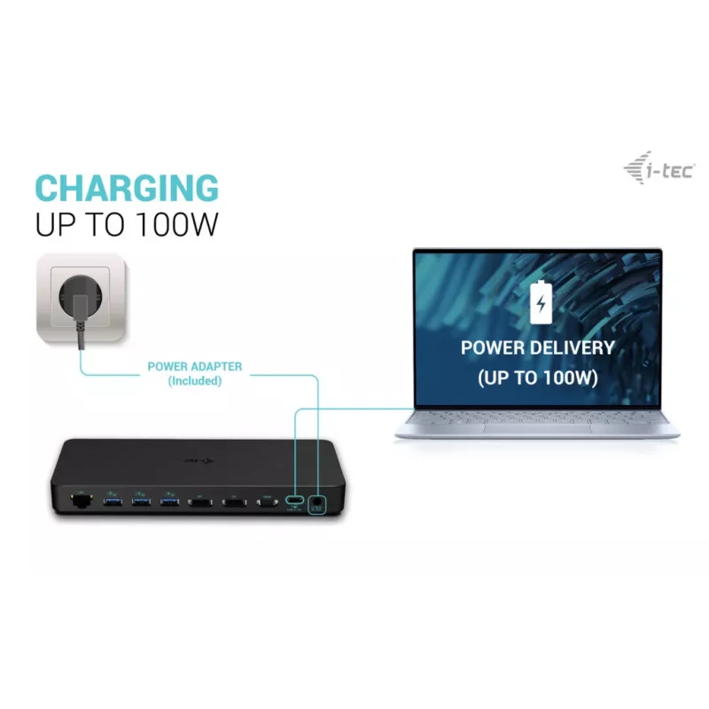 i-tec USB-C Triple Display dokstacija Gen 2 Pro + Power Delivery 100W