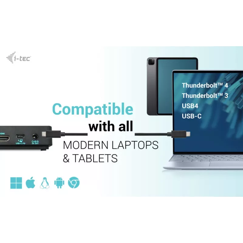 i-tec USB-C Triple Display dokstacija Gen 2 Pro + Power Delivery 100W