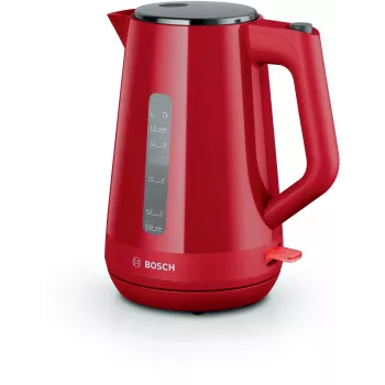 Elektriskā tējkanna Bosch TWK1M124 — 1,7 L, 2400 W, sarkana, bezvada, 360° bāze