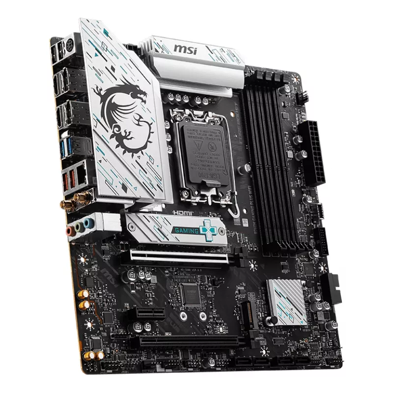 Mātesplate MSI B760M GAMING PLUS WIFI – Intel B760, LGA 1700, mikro ATX, DDR5, 4 DIMM, Wi‑Fi 6E, 2,5 Gb LAN