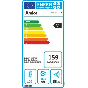 Amica KGCL 384 155 W brīvstāvošs ledusskapis 157 L