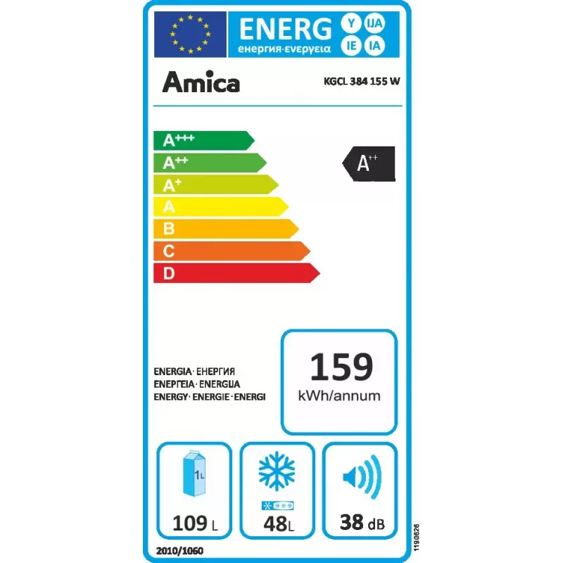 Amica KGCL 384 155 W brīvstāvošs ledusskapis 157 L