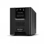 Nepārtrauktās barošanas avots CYBERPOWER PR1000ELCD — 1 kVA (900 W), līnijinteraktīvā, tīrais sinusa vilnis, 8× C13 ligzdas, LCD, karstās apmaiņas baterija