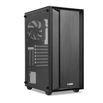 PC Case IBOX CETUS 906 Midi Tower Melns — ATX/mATX, 460×210×350 mm, 29 cm GPU, 7 disks, RGB ventilatori