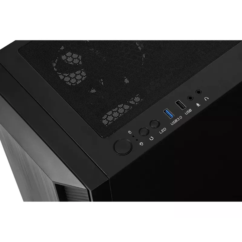 PC Case IBOX CETUS 906 Midi Tower Melns — ATX/mATX, 460×210×350 mm, 29 cm GPU, 7 disks, RGB ventilatori