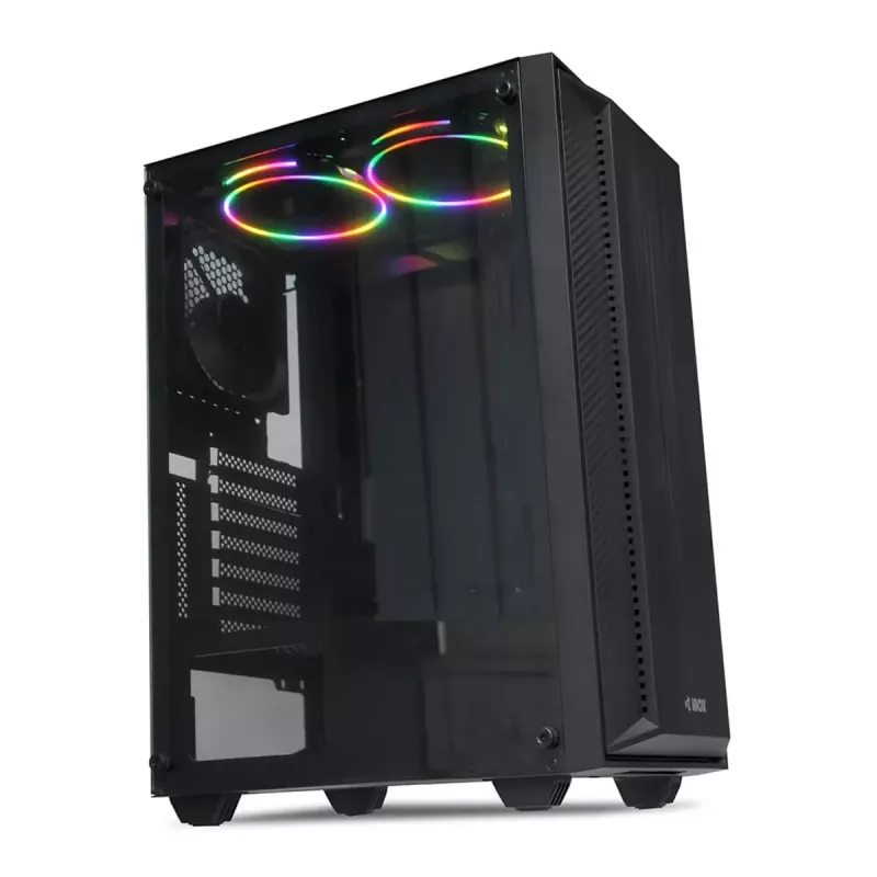 PC Case IBOX CETUS 906 Midi Tower Melns — ATX/mATX, 460×210×350 mm, 29 cm GPU, 7 disks, RGB ventilatori