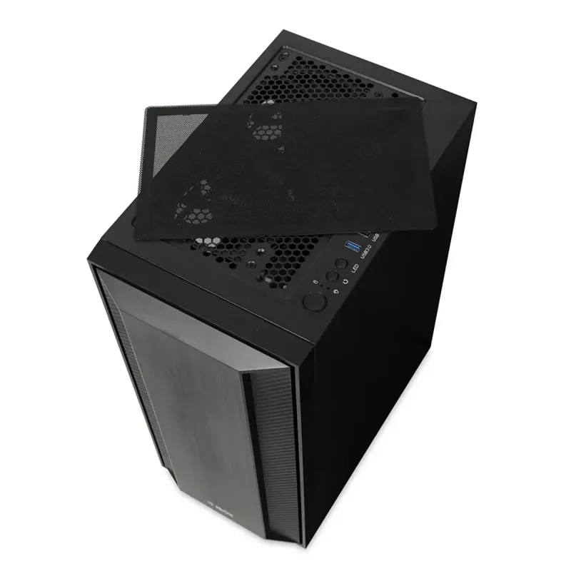 PC Case IBOX CETUS 906 Midi Tower Melns — ATX/mATX, 460×210×350 mm, 29 cm GPU, 7 disks, RGB ventilatori