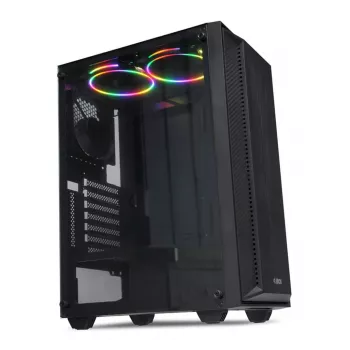 PC Case IBOX CETUS 906 Midi Tower Melns — ATX/mATX, 460×210×350 mm, 29 cm GPU, 7 disks, RGB ventilatori