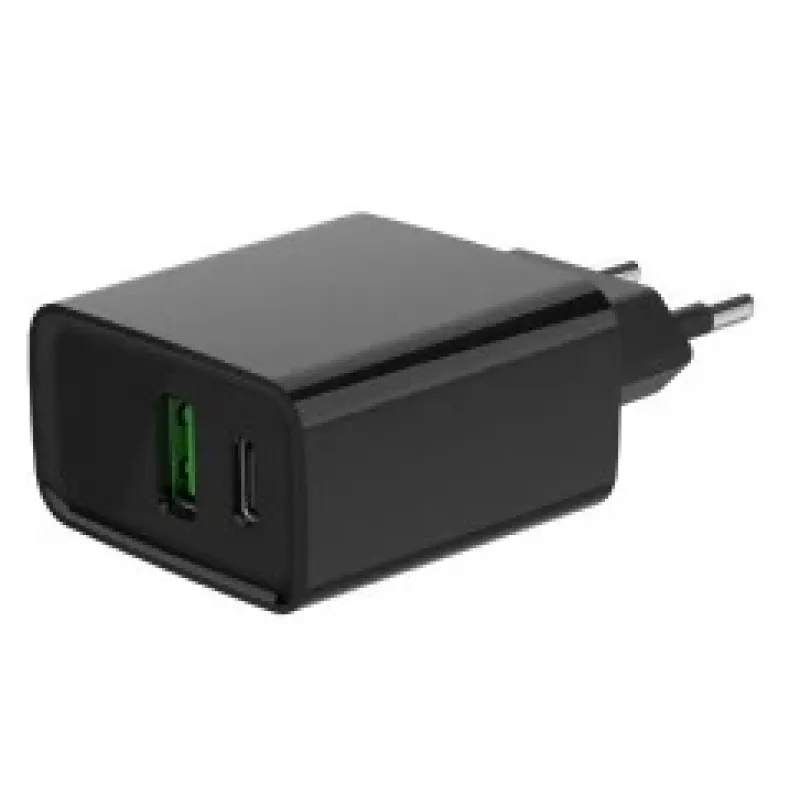 GEMBIRD USB ātrais lādētājs - Type A un C 2 porti 20W - Melns