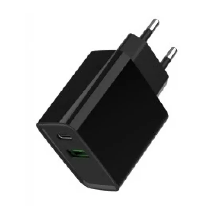 GEMBIRD USB ātrais lādētājs - Type A un C 2 porti 20W - Melns