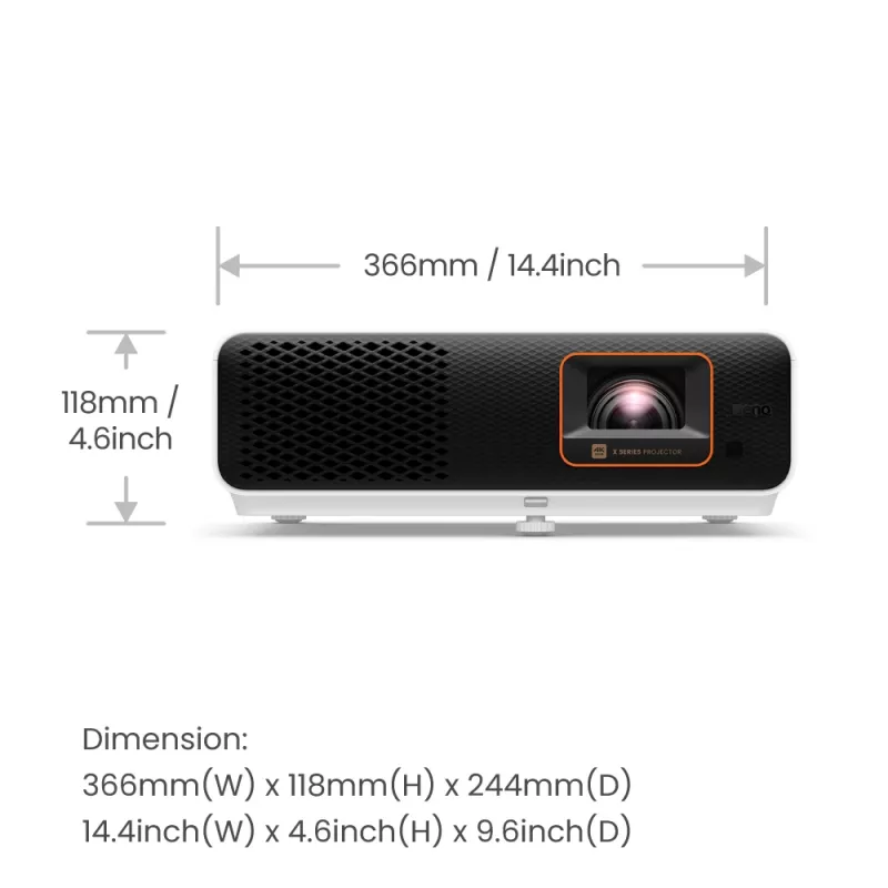 BenQ X500i īsa fokusa projektors 2200 ANSI lūmeni DLP UHD 4K (3840x2160) Melns, Balts