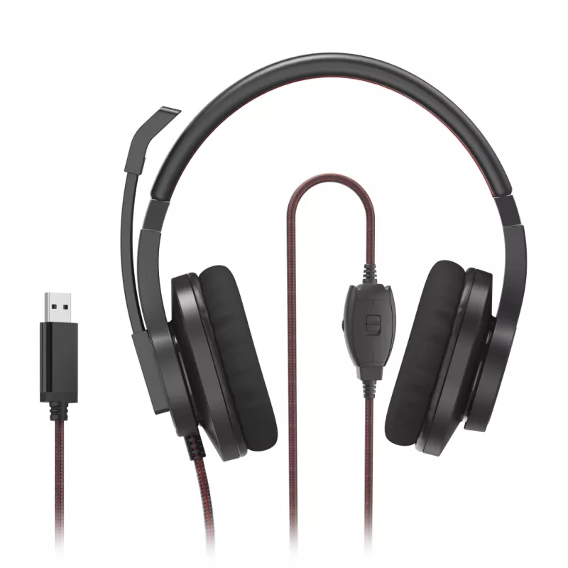 Hama HS-USB400 V2 Headset Wired Head-band Office/Call center USB Type-A Melns, Red