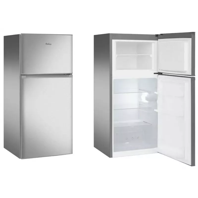 Brīvi stāvošs ledusskapis AMICA FD2015.4X(E) Sudraba, 200 L, augšējā saldētava, LED, maināmas durvis