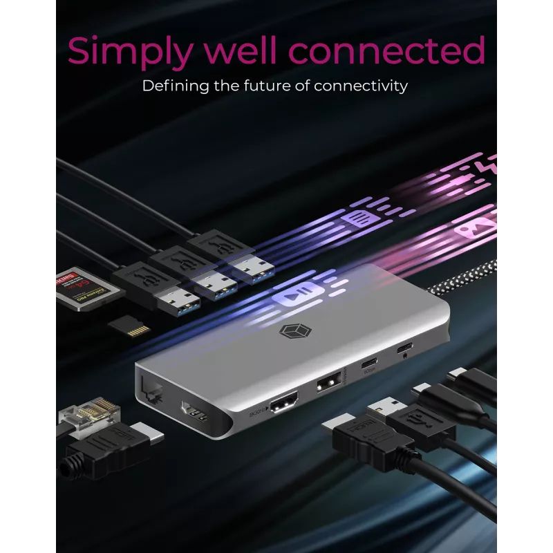 ICY BOX IB-DK4061-CPD vadu USB 3.2 Gen 1 (3.1 Gen 1) Type-C pelēks