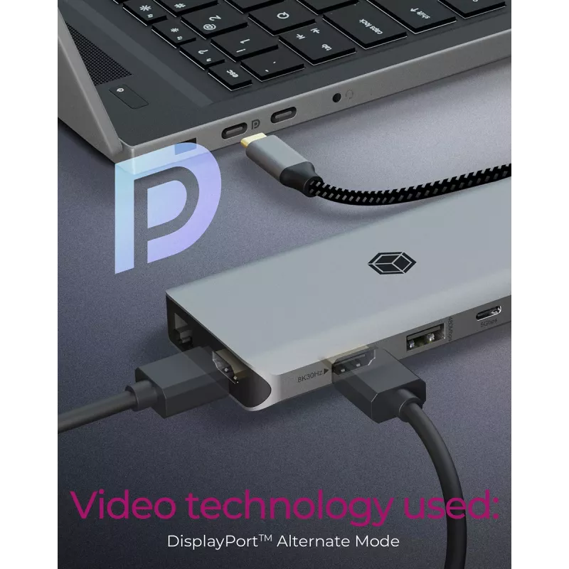 ICY BOX IB-DK4061-CPD vadu USB 3.2 Gen 1 (3.1 Gen 1) Type-C pelēks