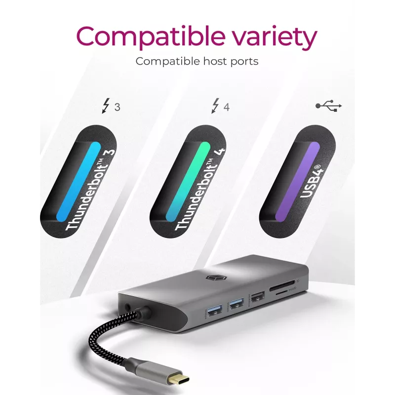ICY BOX IB-DK4061-CPD vadu USB 3.2 Gen 1 (3.1 Gen 1) Type-C pelēks