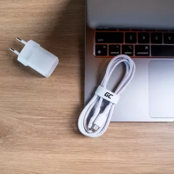 Kabelis zaļa Cell Lightning uz USB‑C 1 m, 29 W, balts, datu pārraide 480 Mbps