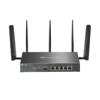 TP-Link Omada 4G+ Cat6 AX3000 Gigabit VPN maršrutētājs, Wi-Fi 6 (802.11ax), divjoslu (2,4 GHz / 5 GHz), Ethernet LAN, 4G, melns, galda/staba maršrutētājs
