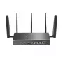 TP-Link Omada 4G+ Cat6 AX3000 Gigabit VPN maršrutētājs, Wi-Fi 6 (802.11ax), divjoslu (2,4 GHz / 5 GHz), Ethernet LAN, 4G, melns, galda/staba maršrutētājs