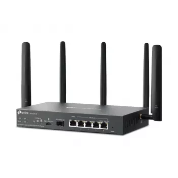 TP-Link Omada 4G+ Cat6 AX3000 Gigabit VPN maršrutētājs, Wi-Fi 6 (802.11ax), divjoslu (2,4 GHz / 5 GHz), Ethernet LAN, 4G, melns, galda/staba maršrutētājs