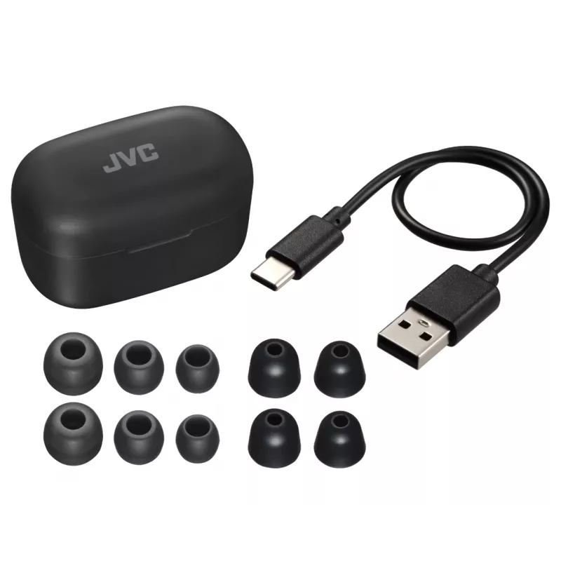JVC HA-A25T austiņas True Wireless Stereo (TWS) ievietojamas Zvani/Mūzika Bluetooth Melna