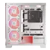PC Case MODECOM Volcano SPACE APEX ARGB MIDI Tower balta — tērauds, sānu logs, ARGB ventilatori, USB-C