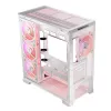 PC Case MODECOM Volcano SPACE APEX ARGB MIDI Tower balta — tērauds, sānu logs, ARGB ventilatori, USB-C